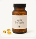 Um frasco de cápsulas de CBD